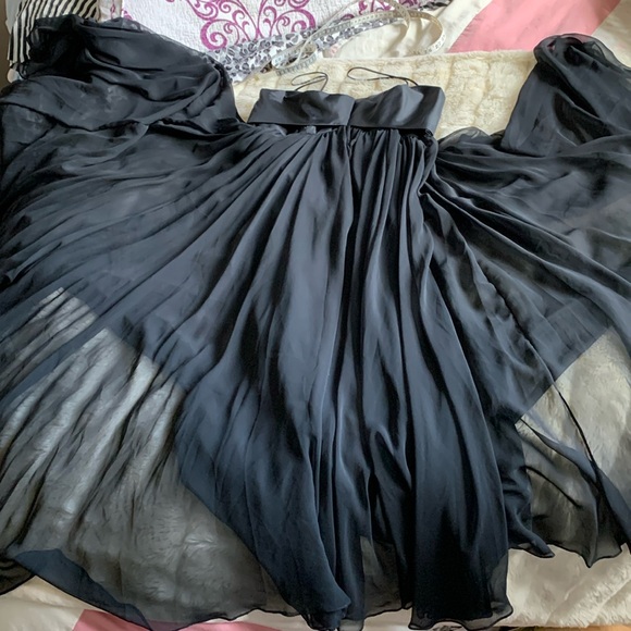 Vtg 60's black sheer chiffon full circle babydoll swing dress XS S - Picture 3 of 15